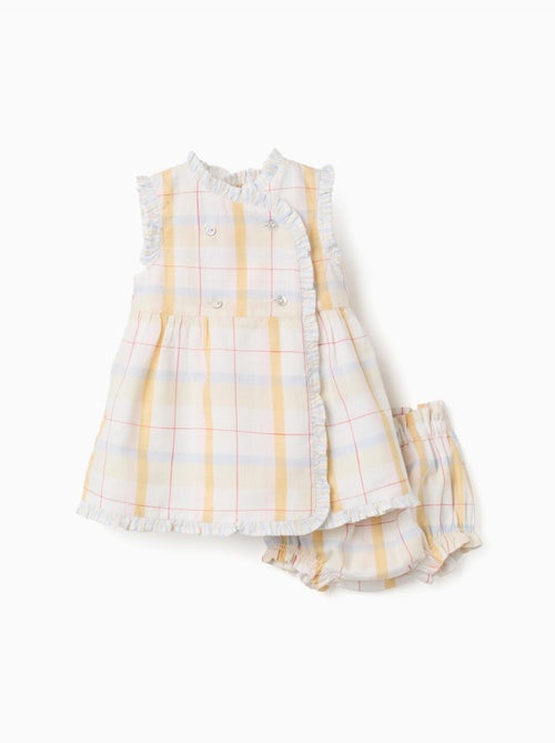 Abito in cotone a quadri + bloomers B&S - Kiabi