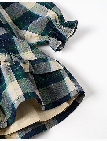 Abito in cotone a quadri con rouches b&s