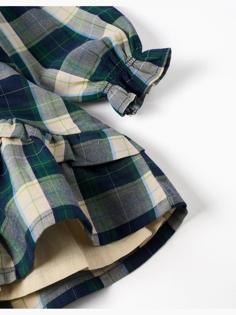 Abito in cotone a quadri con rouches b&s Blu scuro - Kiabi