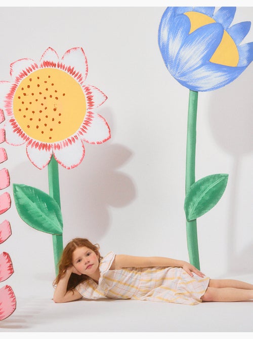 Abito in cotone a quadri con volant B&S - Kiabi