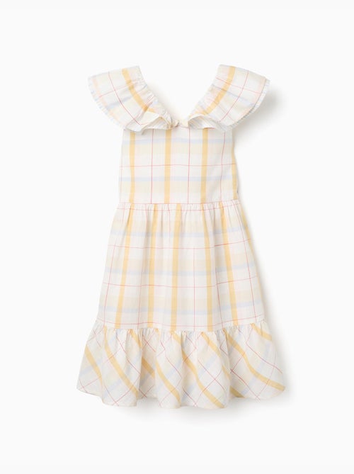 Abito in cotone a quadri con volant B&S - Kiabi