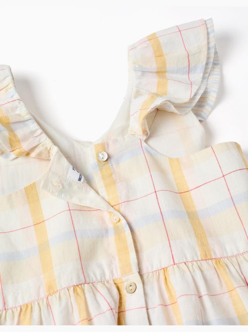 Abito in cotone a quadri con volant B&S - Kiabi
