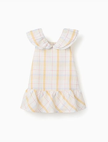 Abito in cotone a quadri con volant B&S