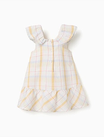 Abito in cotone a quadri con volant B&S