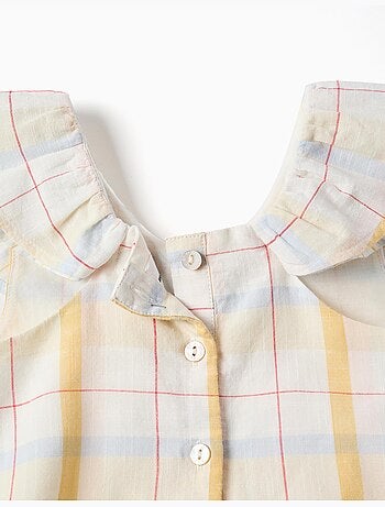 Abito in cotone a quadri con volant B&S