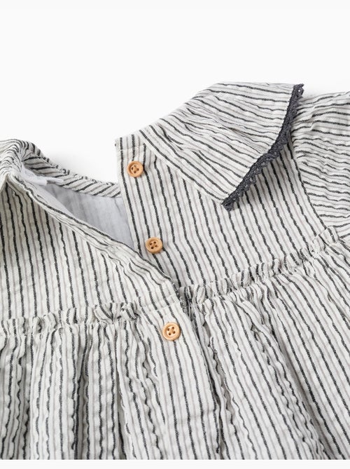 Abito in cotone a righe con colletto arricciato b&s - Kiabi