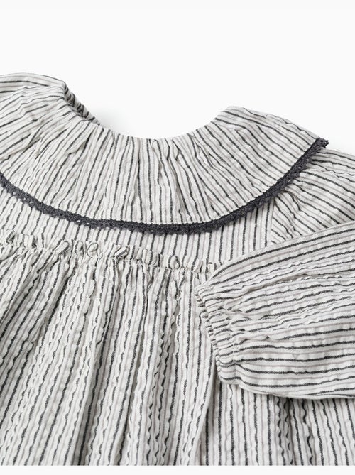 Abito in cotone a righe con colletto arricciato b&s - Kiabi