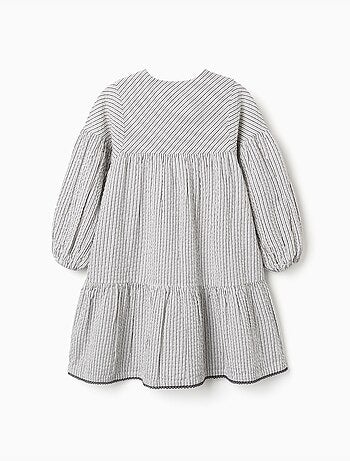 Abito in cotone a righe con maniche a sbuffo b&s