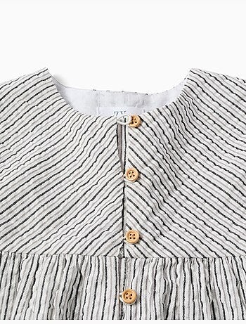 Abito in cotone a righe con maniche a sbuffo b&s