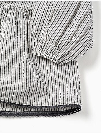 Abito in cotone a righe con maniche a sbuffo b&s