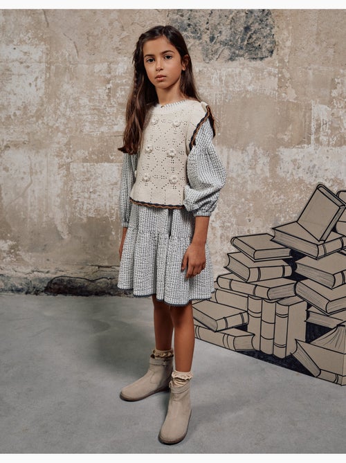 Abito in cotone a righe con maniche a sbuffo b&s - Kiabi