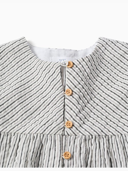 Abito in cotone a righe con maniche a sbuffo b&s - Kiabi