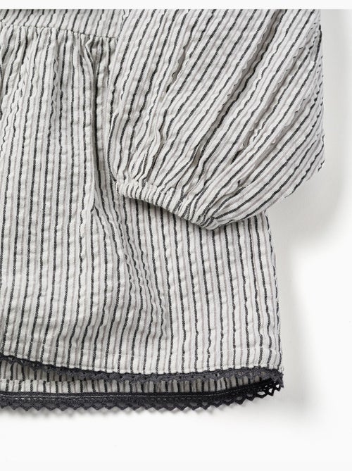 Abito in cotone a righe con maniche a sbuffo b&s - Kiabi