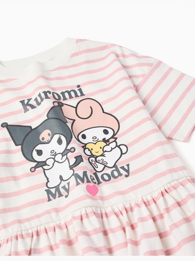 Abito in cotone a righe con stampa Kuromi Rosa chiaro - Kiabi
