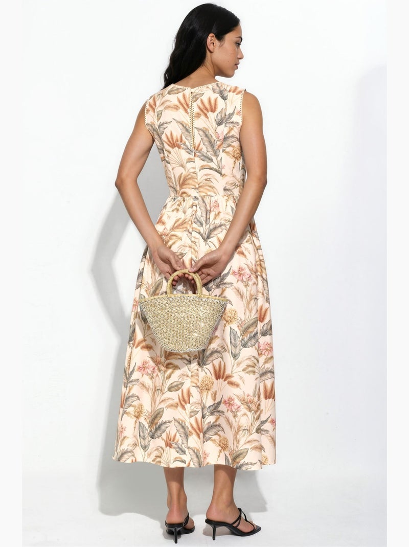 Abito in cotone con dettaglio in pizzo hiccup Crema - Kiabi