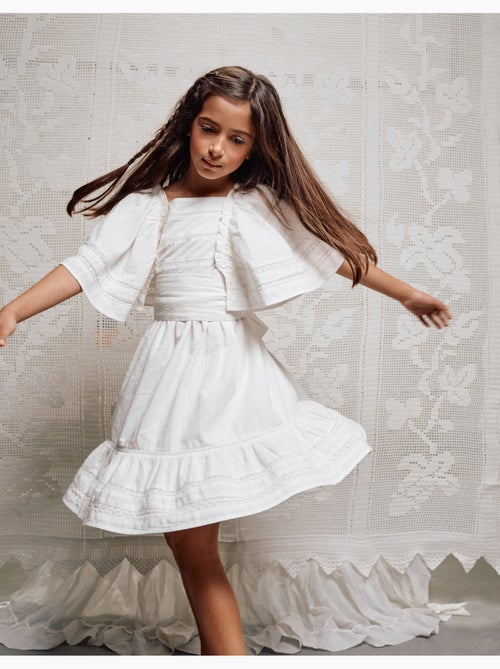 Abito in cotone con maniche a mantella e cintura - Kiabi