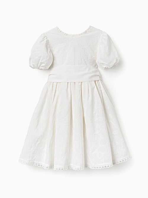 Abito in cotone con maniche a palloncino e cintura - Kiabi