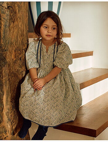 Abito in cotone con maniche a palloncino e fiori You&Me