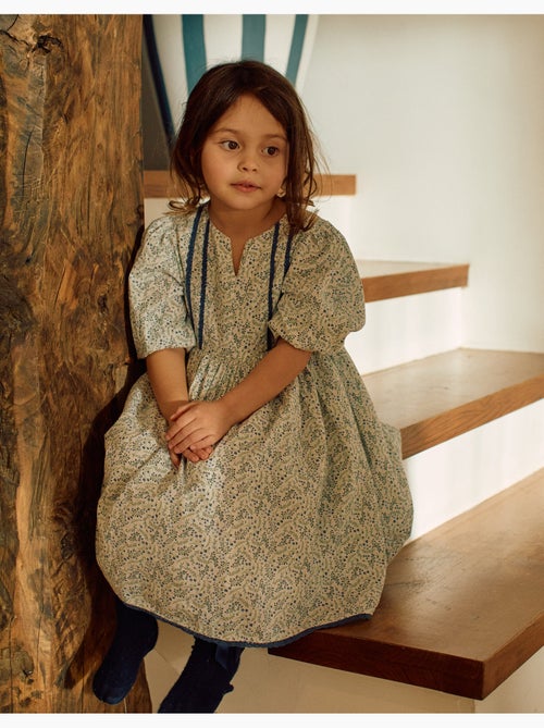 Abito in cotone con maniche a palloncino e fiori You&Me - Kiabi