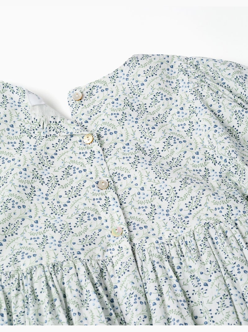 Abito in cotone con maniche a palloncino e fiori You&Me Beige chiaro - Kiabi