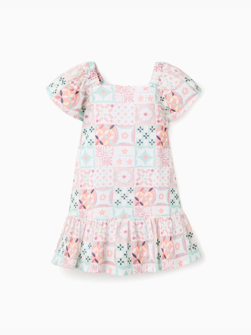 Abito in cotone con motivo a piastrelle - Kiabi