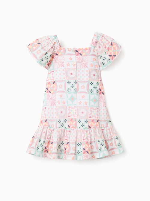 Abito in cotone con motivo a piastrelle - Kiabi