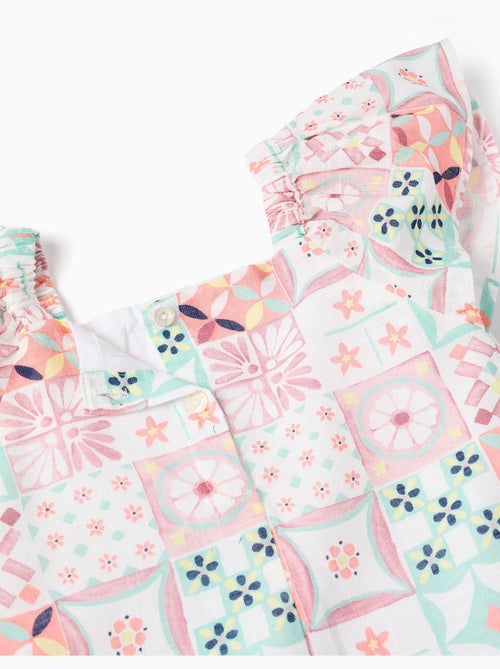 Abito in cotone con motivo a piastrelle - Kiabi