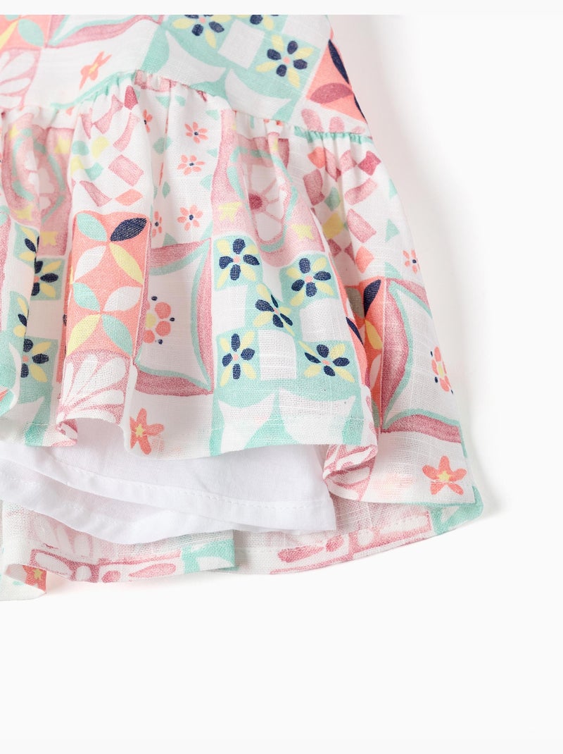 Abito in cotone con motivo a piastrelle Bianco - Kiabi