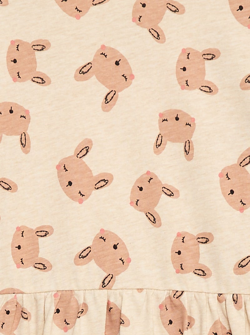 Abito in cotone con motivo Beige - Kiabi