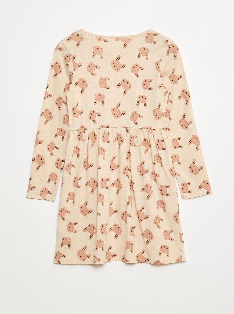 Abito in cotone con motivo Beige - Kiabi