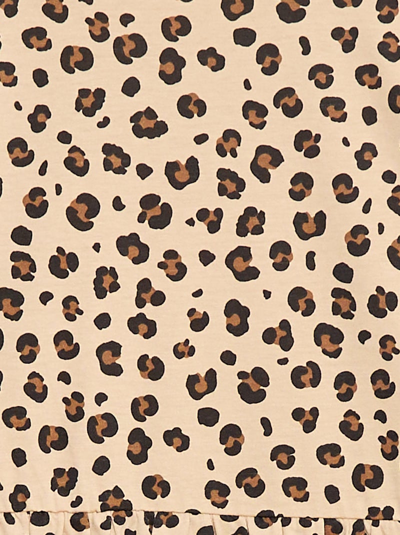 Abito in cotone con motivo Beige - Kiabi