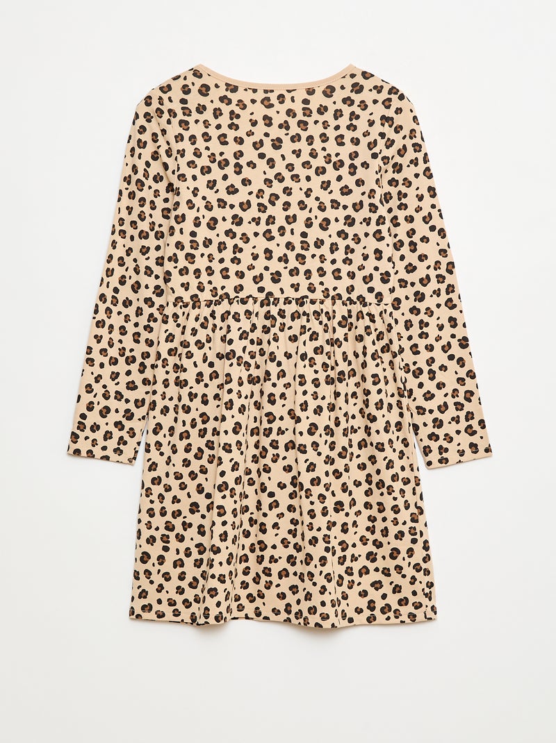 Abito in cotone con motivo Beige - Kiabi