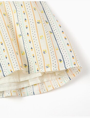 Abito in cotone con motivo floreale e volant