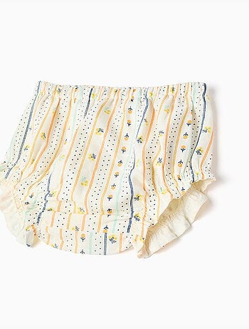 Abito in cotone con motivo floreale e volant