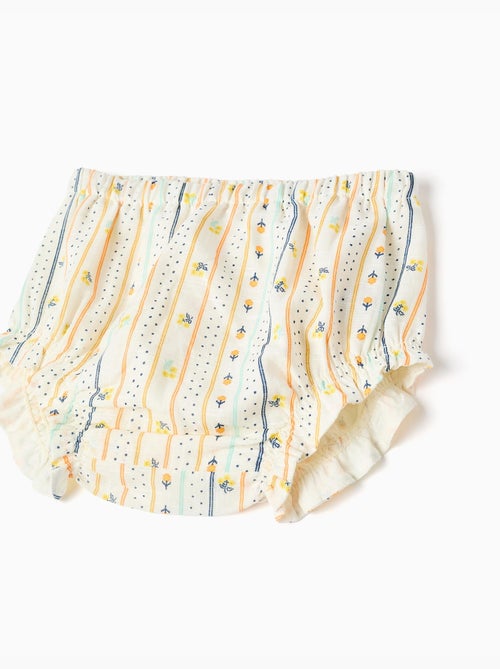 Abito in cotone con motivo floreale e volant - Kiabi