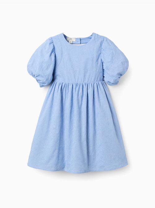 Abito in cotone con ricamo e maniche a palloncino - Kiabi