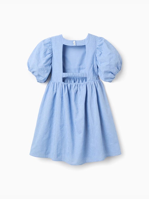 Abito in cotone con ricamo e maniche a palloncino - Kiabi