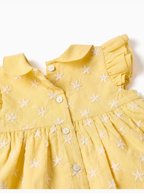 Abito in cotone con ricamo e volant B&S - Kiabi