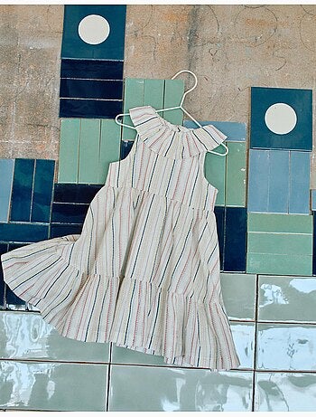 Abito in cotone con righe etniche B&S