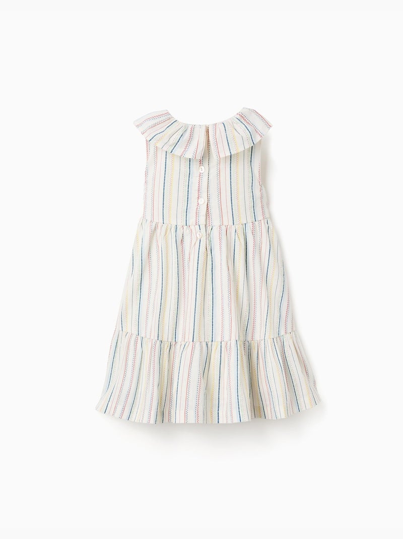 Abito in cotone con righe etniche B&S Bianco - Kiabi