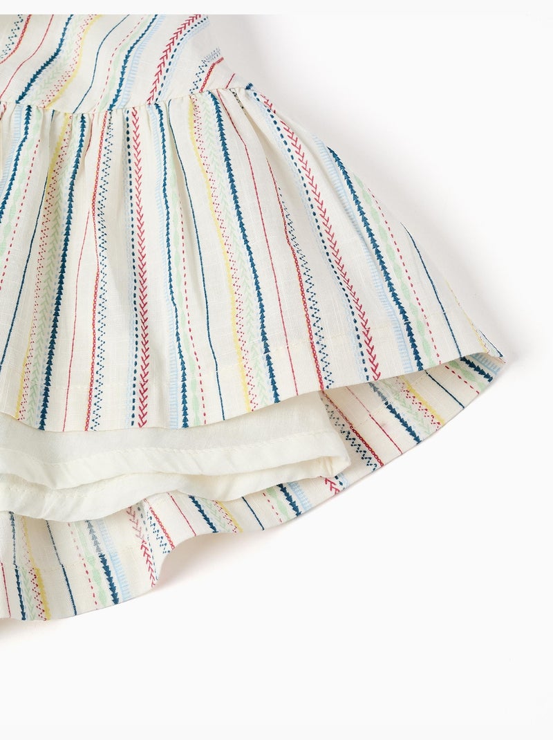 Abito in cotone con righe etniche B&S Bianco - Kiabi