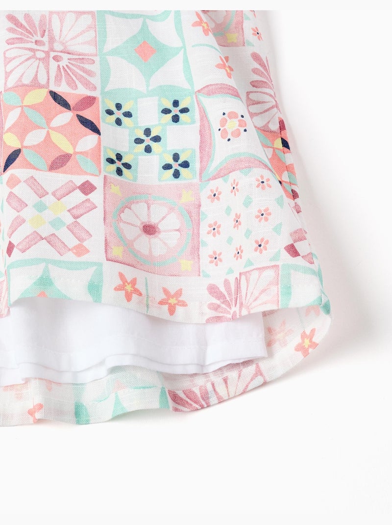 Abito in cotone con spalline e motivo a piastrelle Bianco - Kiabi