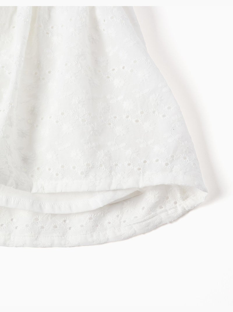 Abito in cotone con spalline e ricamo inglese Bianco - Kiabi