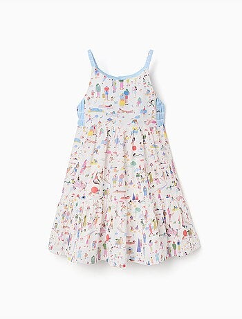 Abito in cotone con spalline e stampa Carolina Celas x Zippy