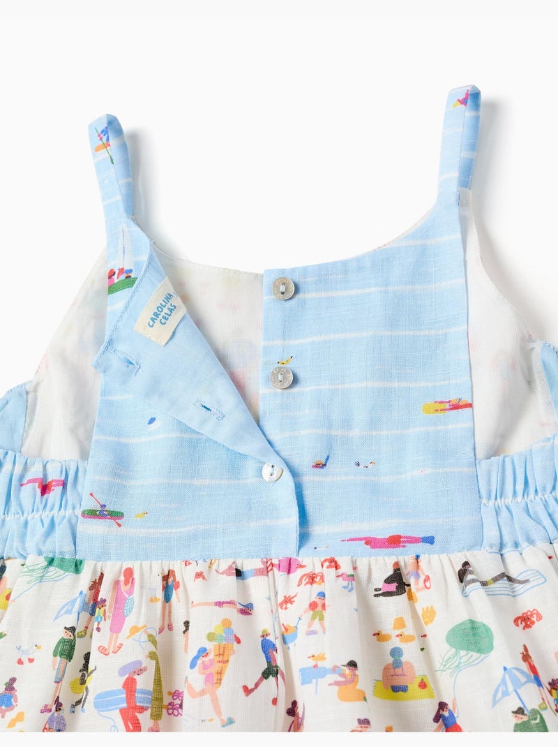 Abito in cotone con spalline e stampa Carolina Celas x Zippy Bianco - Kiabi