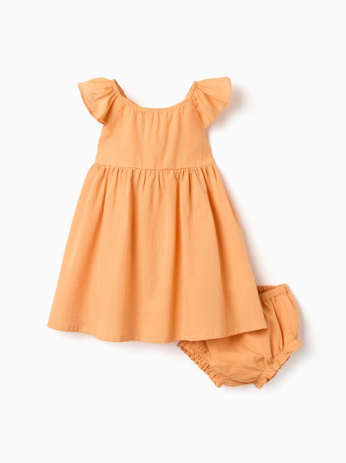 Abito in cotone con volant e fodera - Kiabi