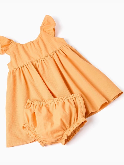 Abito in cotone con volant e fodera - Kiabi