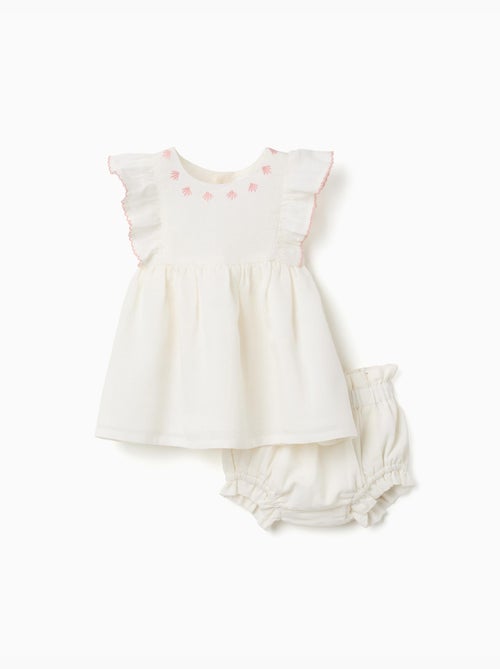 Abito in cotone e lino + bloomers - Kiabi