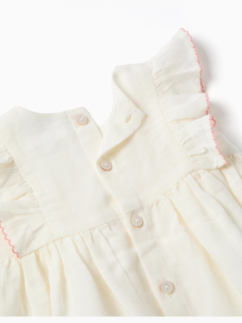 Abito in cotone e lino + bloomers Bianco - Kiabi
