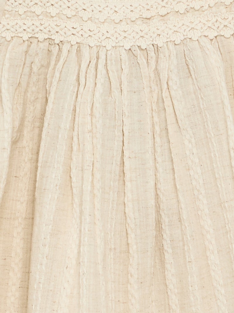 Abito in cotone e lino con dettagli in macramè Bianco Ecru - Kiabi